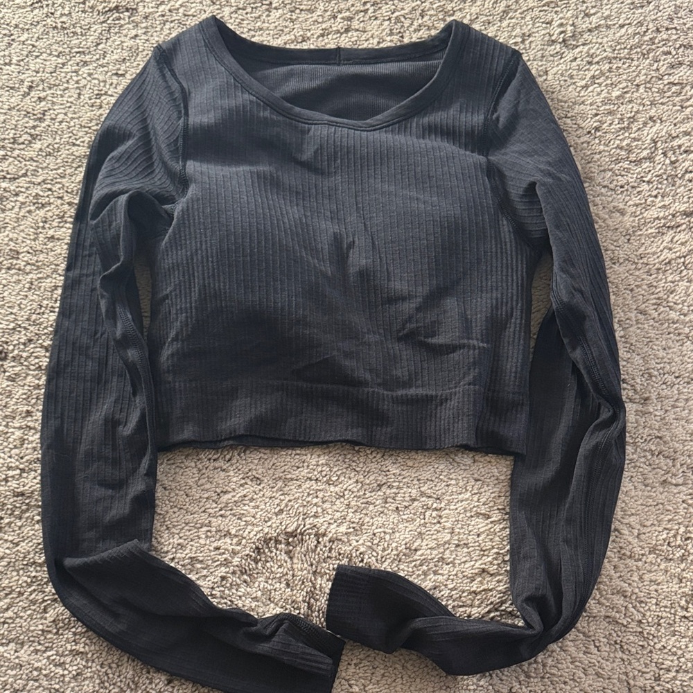 lululemon athletica Black Ribbed Long Sleeve Top